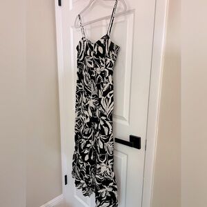 Elegant Black and White Floral Dress